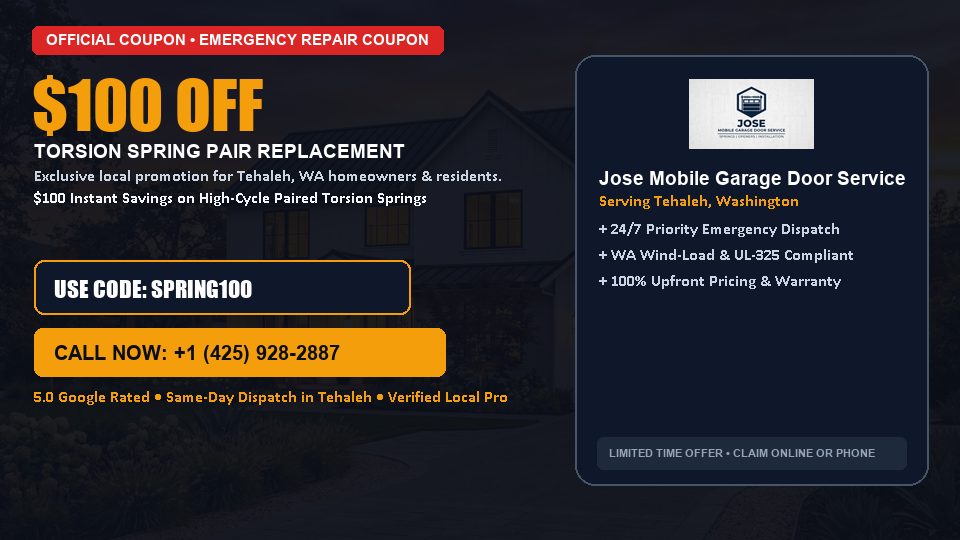 Jose Mobile Garage Door Service $100 OFF Dual Torsion Spring Replacement