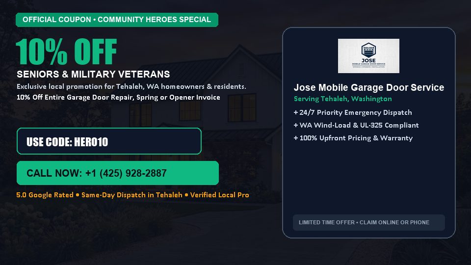 Jose Mobile Garage Door Service 10% OFF Seniors & Military Veterans